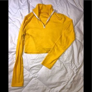 Yellow cropped long sleeve top
